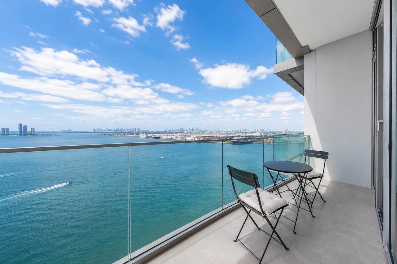 Sea view from the balcony, Anwa 2 bedroom apartment, Dubai Maritime City