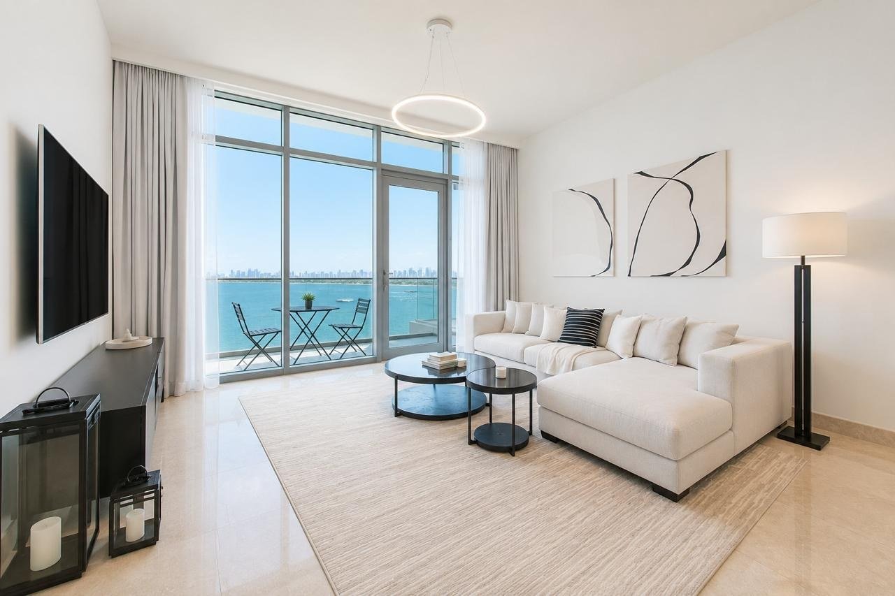Living room with sea view, Anwa 2 bedroom apartment