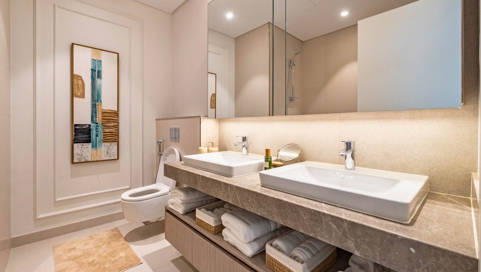 Master bathroom with double vanity, The Grand townhouse