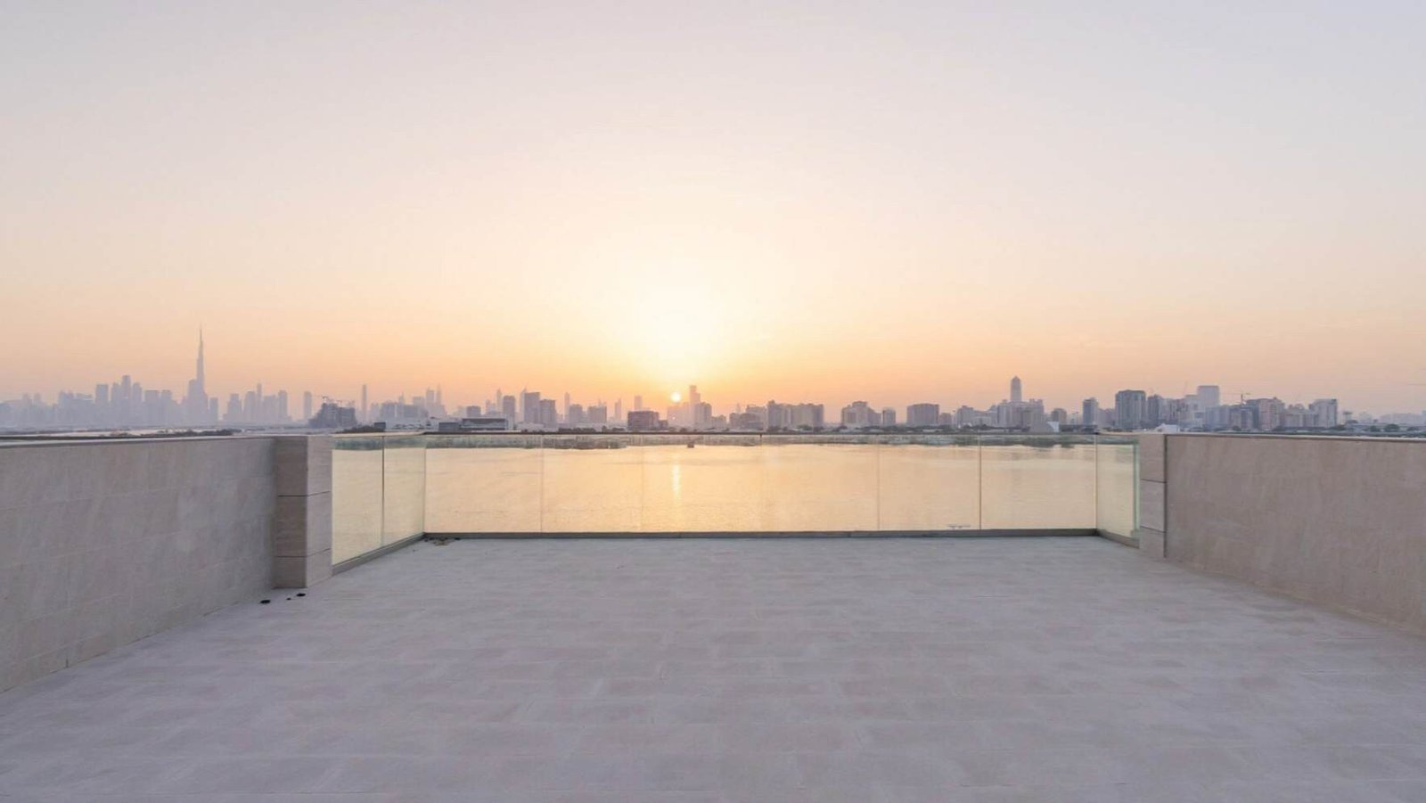 Private rooftop terrace with Downtown Dubai skyline view, The Grand townhouse