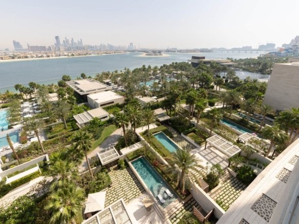 Palm view from the terrace, The Royal Atlantis 3 bedroom sky court, Palm Jumeirah